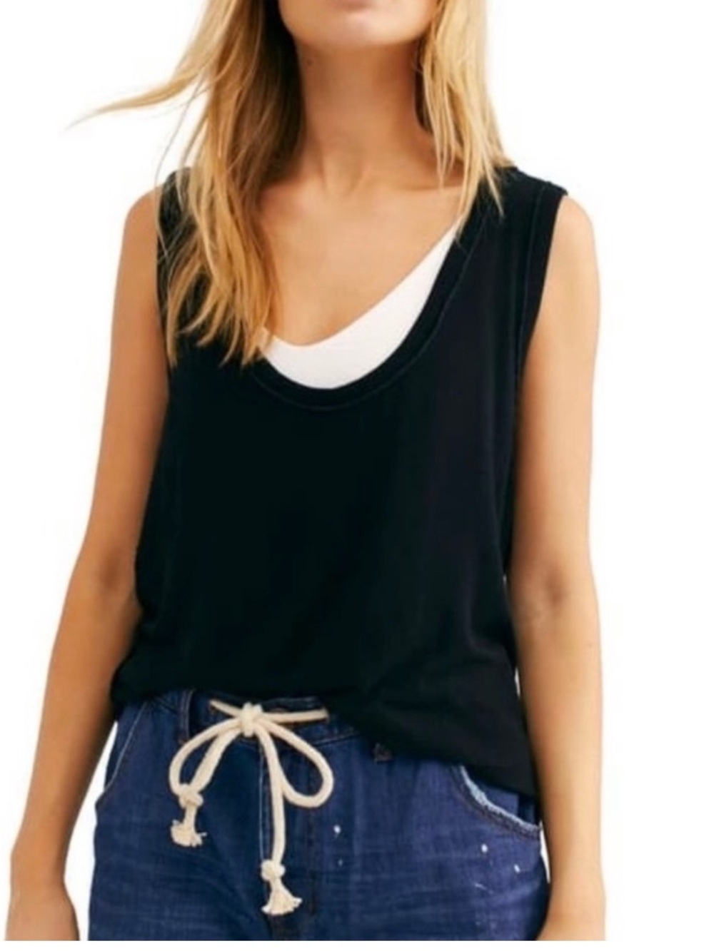 We The Free Black Take The Plunge Tank Top Large